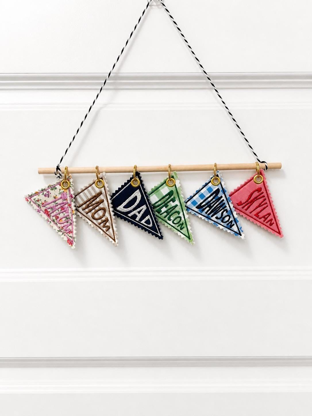 Personalized Embroidered Pennant Keychain | Custom Bag Tag Accessory